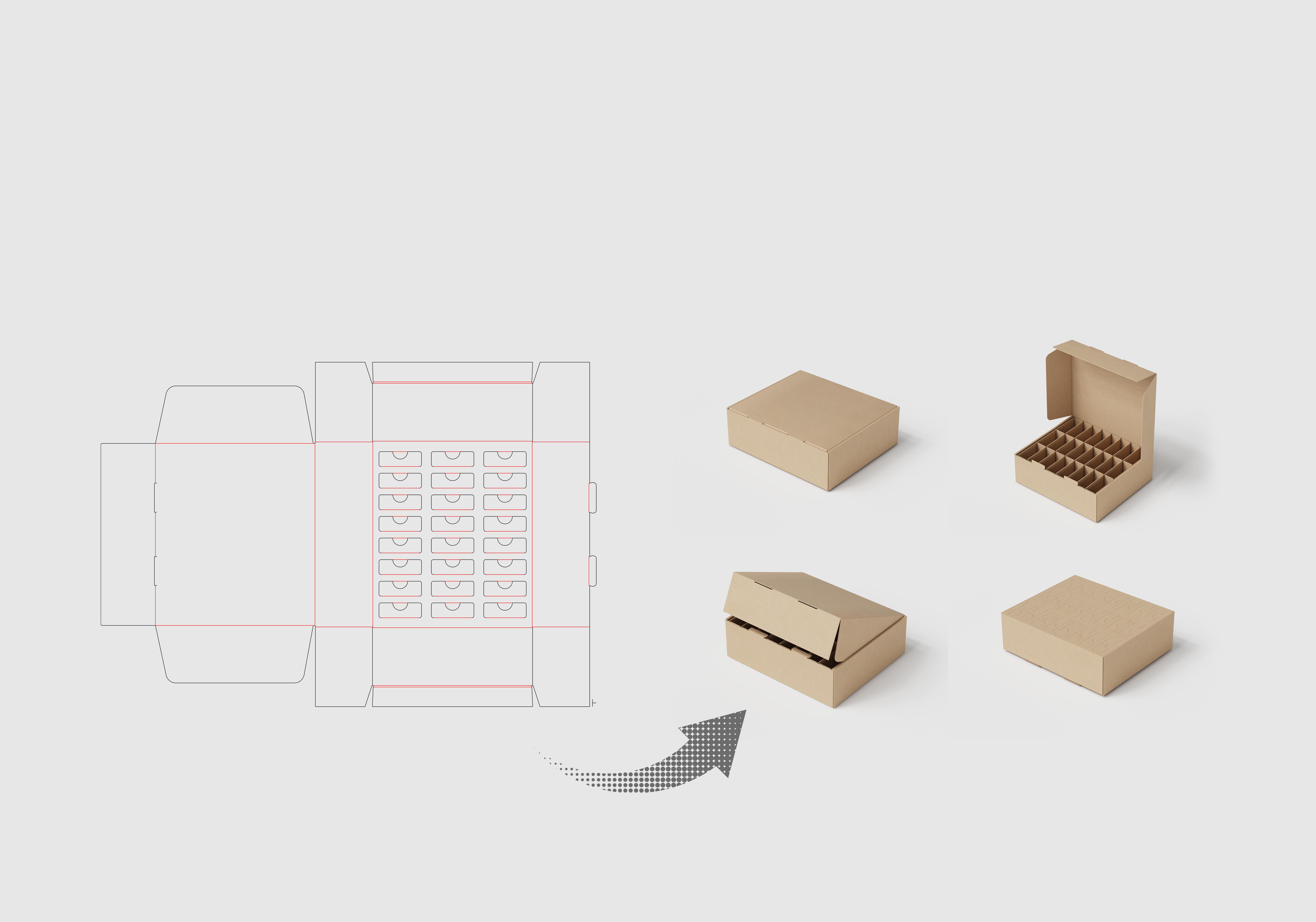 Corrugated divider box packaging